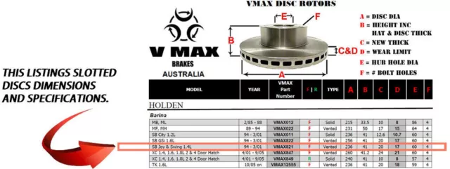 DIMPLED & SLOTTED FRONT DISC Brake Rotors PAIR fits HOLDEN Barina SB Joy 94-01 2