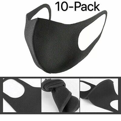 10 pack Face Mask Black Washable polyurethane Reusable Breathable Unisex Masks