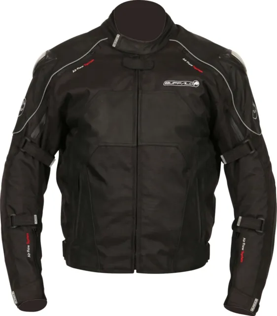 BUFFALO MEN'S ATOM Jacket Black Waterproof Leather Textile Motorcycle ...