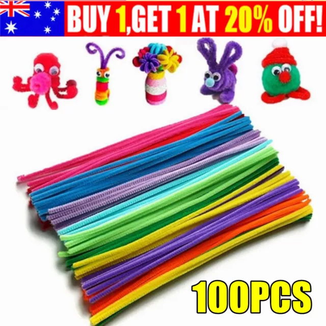 100PCS Pipe Cleaners Chenille Stems Pipe Cleaner Craft sticks Asst Colours Art