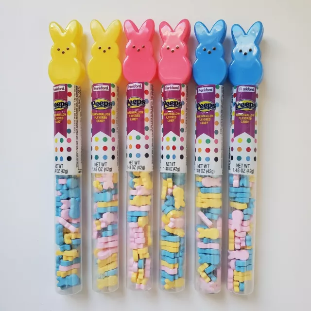 Lot of 6 Peeps Bunny Marshmallow Flavored Candy Tube Basket Stuffer Best By 7/25