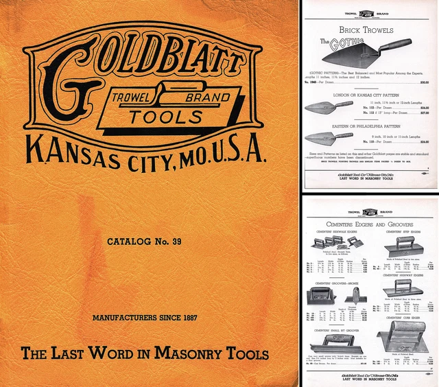 GOLDBLATT TOOL CO., Kansas City Catalog of Masons Tools, No. 39 24