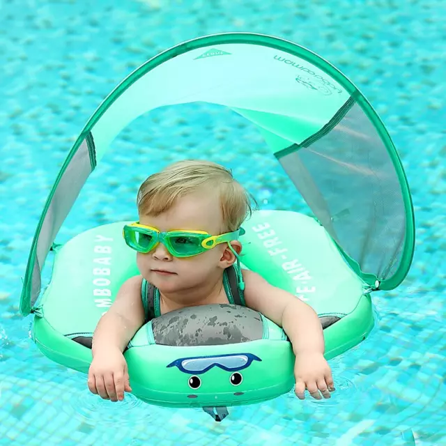 Baby Swimming Float Ring Swim Trainer Non-Inflatable Sunshade Kids Pool Toys