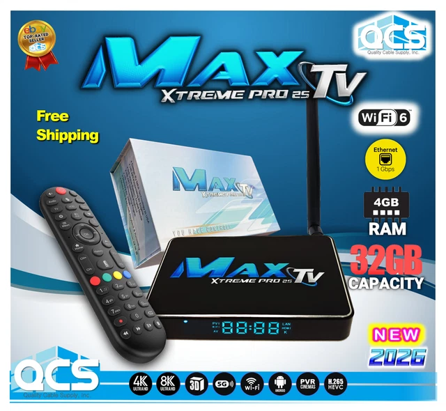 thumbnail image 2 of MAX TV GOLD PRO 5G 4K Quad Core 64 Bit Streaming Box - 2025 Model, Linux/Android 9.1, 8GB, Wi-Fi, Voice Control 2 of 6