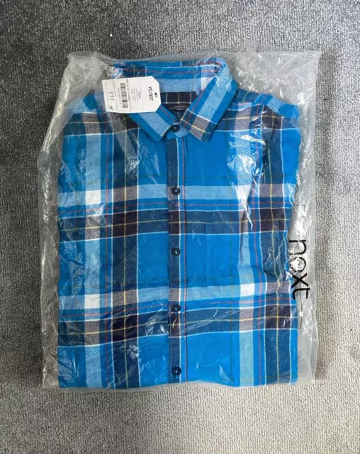 Next Blue Plaid Button Up Shirt Boys Age 13