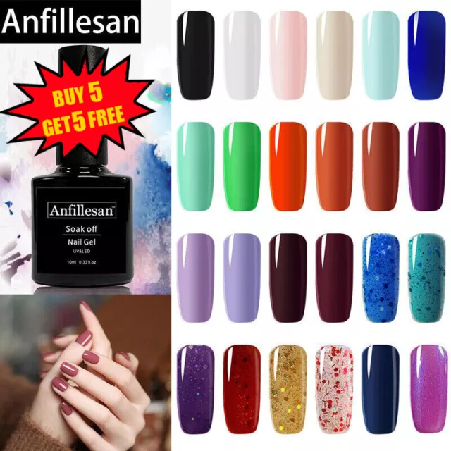 Anfillesan Gel Nail Polish Soak Off Top & Base Coat Nail Varnish Gel Nails 10ml