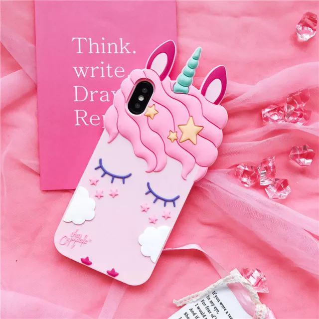 Cartoon Cute Girls Unicorn Soft Dropproof Cover Case For iPhone 5 6 SE Samsung