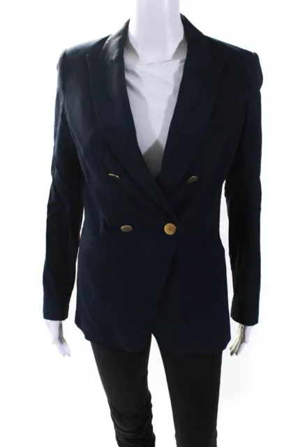 Veronica Beard Womens Double Breasted Pointed Lapel Blazer Jacket Navy Size 4