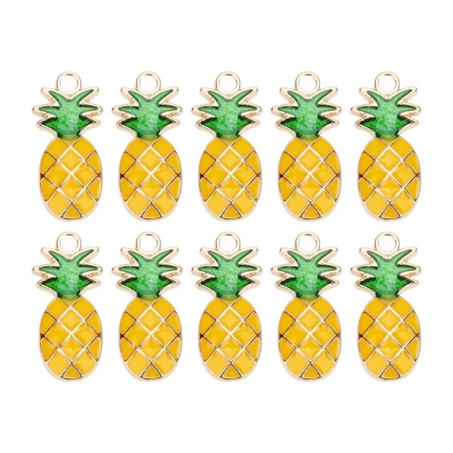 20pcs Ananas Charme Große Loch Anhänger Emaille Obst Charme