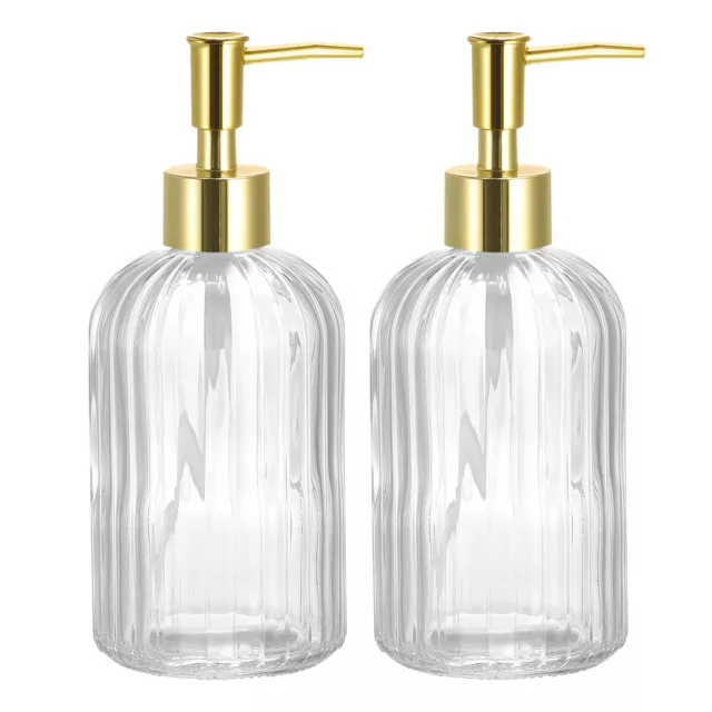 13.5Oz Glass Dish Hand Soap Dispensers with Pump for Kitchen Bathroom 2Pcs Clear