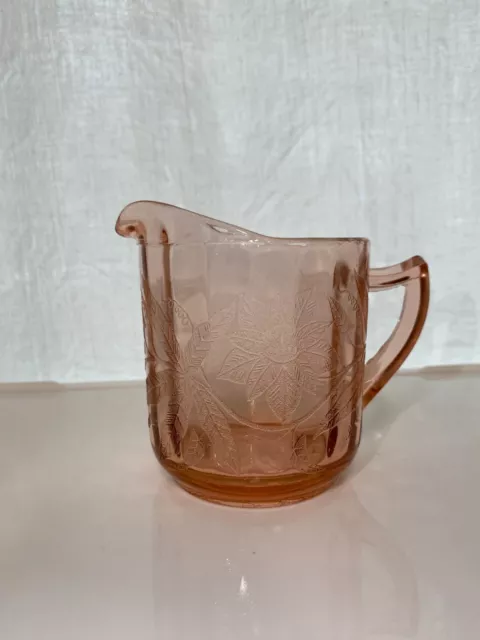 Vintage Pink Jeanette Poinsettia Depression Glass Creamer