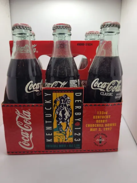 1997 Kentucky Derby 6 Pack Coke 8 Oz Bottles Coca-Cola In Original Carton