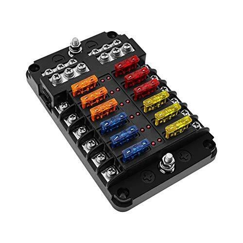 KAOLALI 6/12 Voies Boîte Fusibles 12V Porte Fusible Blocs Fusible Lame avec 1...