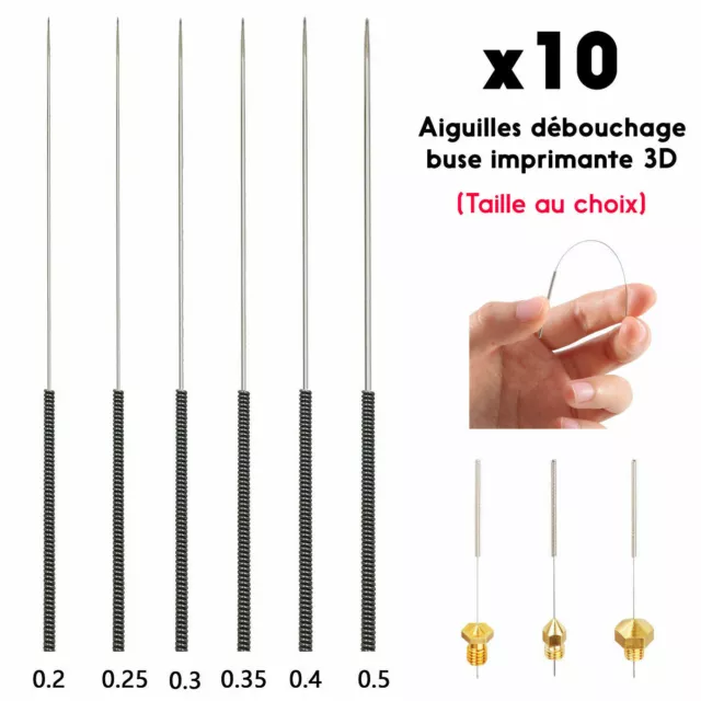  Outils - Aiguilles de Nettoyage - x5 pour buse de 0.25 mm