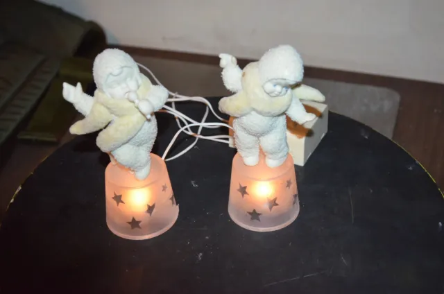 Dept. 56 Snowbabies Lot of 2 Standing Tea Lights w/ bulbs Working