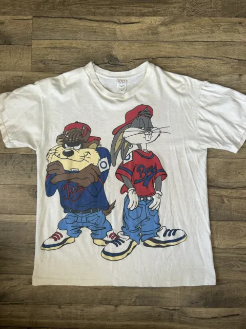 VINTAGE LOONEY TUNES Vintage 90s Baseball Shirt Taz And Bugs Bunny $100 ...