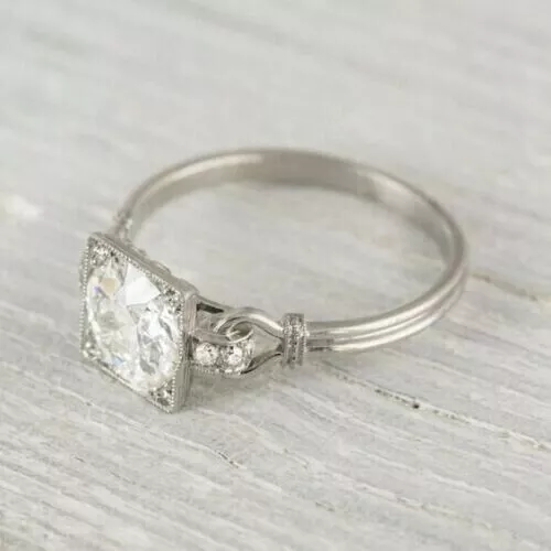 Art Deco Style 2.85 Ct Lab Created Diamond Engagement & Wedding 925 Silver Ring