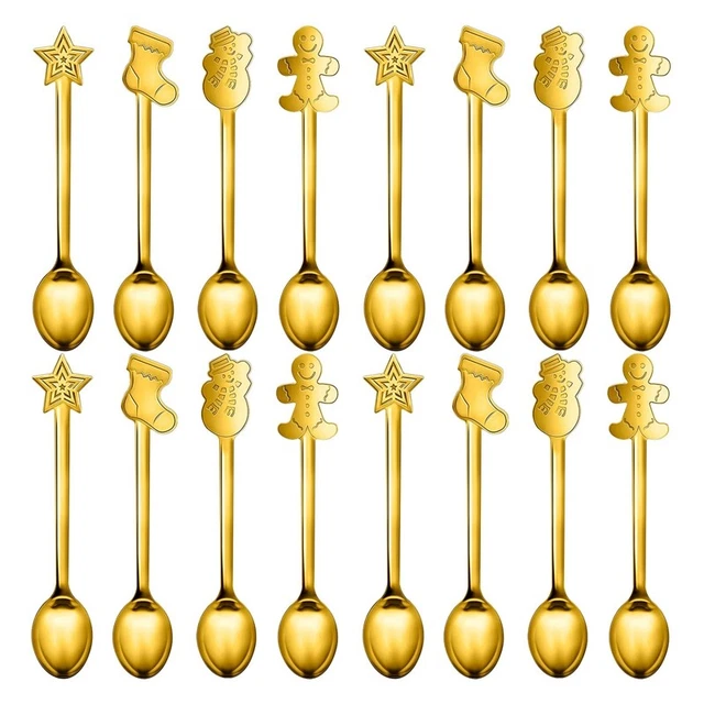 16pz Decorazioni Natale per Casa Inox Cucchiai da caffè di Natale Dessert7419