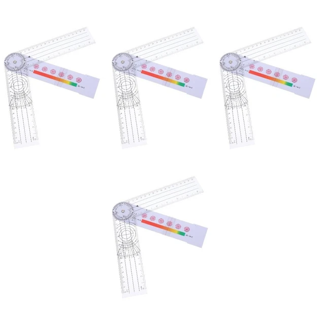 Set 4 Goniometri In Plastica + Matite | 14 Cm, Giallo Trasparente | Per Scuola, Disegno Tecnico E Creativo