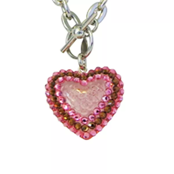 Tarina Tarantino Toggle Heart Swarovski Crystal Necklace Pink, Rose & Topaz