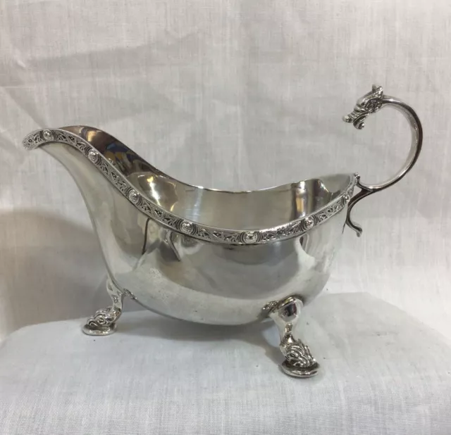1937 Celtic Dragon Nessie? Solid Silver Gravy / Sauce Boat By Adie Bros. 159.30g