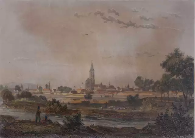 Straßburg (Elsass) kolorierter Stahlstich von Joh. Poppel um 1840