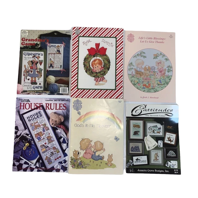 Lot of 6 Counted Cross Stitch Booklets Leaflets Magazines Jeremiah Junction