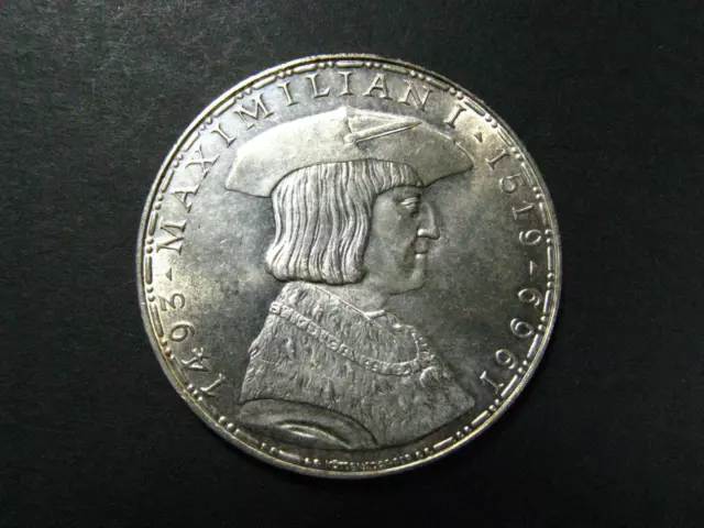 Austria 50 Schilling 90% Silver Coin - 1969 Maximilian I - UNC