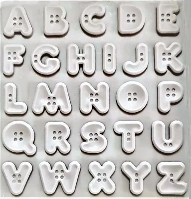 Moule Silicone Lettres Alphabet en forme de Bouton pour Plâtre Fimo Résine Savon 3