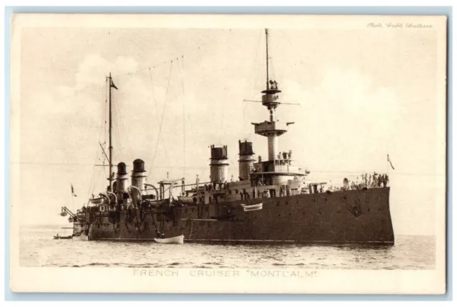 c1930's French Cruiser "Montcalm" Photogravure Tuck Art Vintage Postcard