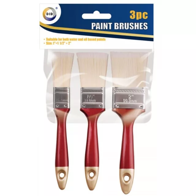 3 Pack Paint Brush Set Brushes Decorating Painting Diy Fine Professional UK