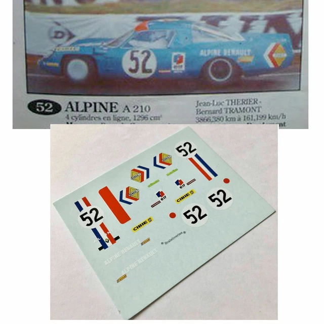Décalcomanies 1/43 Alpine Renault A220 Le Mans 1969 - Set X4