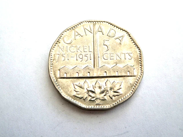 Canada 1751-1951 Discovery Of Steel Km#48 5 Cents Vf 1050823/824
