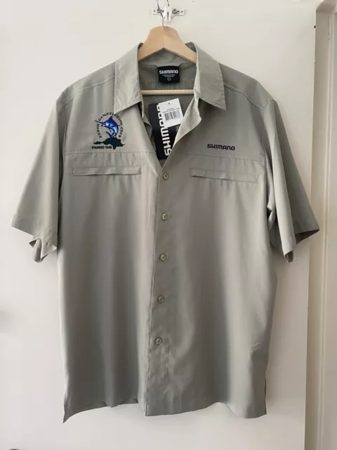 SHIMANO MENS BLUE Breathable Graphic Print Fishing Shirt Size L $49.99 -  PicClick AU