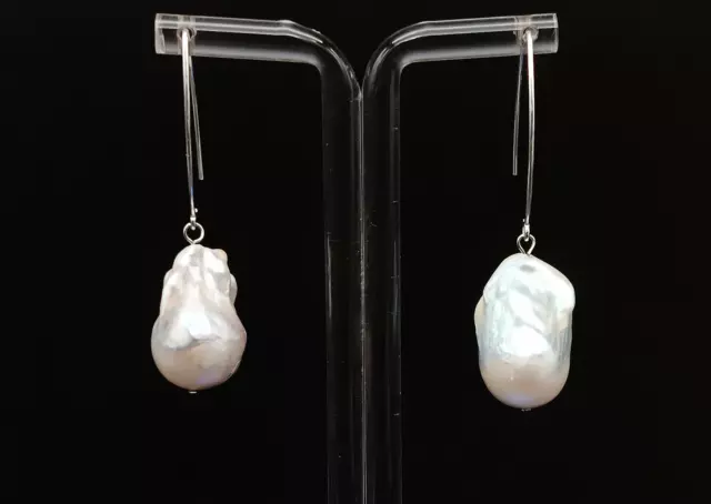 orecchini donna perle vere barocche pendenti argento bianco 925 akoya naturali