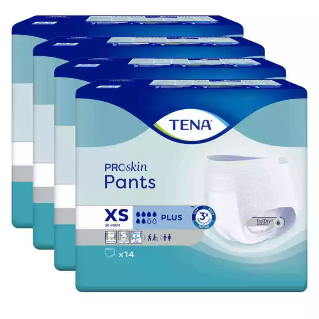 TENA Pants Plus X-Small / XS 4 Packungen / 4x14 = 56 Stück (1 Karton)