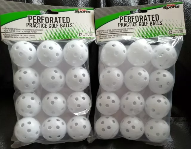 Pride Sports Perforated Practice Golf Balls 2 Packs Of 12-  24 Total