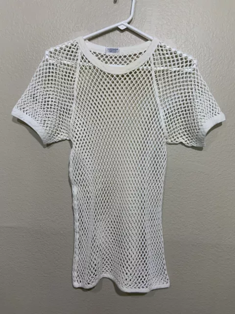 Vintage 1960’s Scandinavian Knitters 100% Cotton Fishnet T-Shirt Sz M Thermal