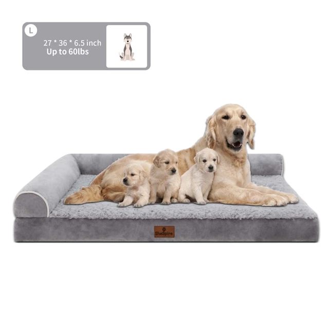 Pet Dog Bed Memory Foam Orthopedic Dog Bed L-Shape Bolster Dog Sofa Pet Mattress