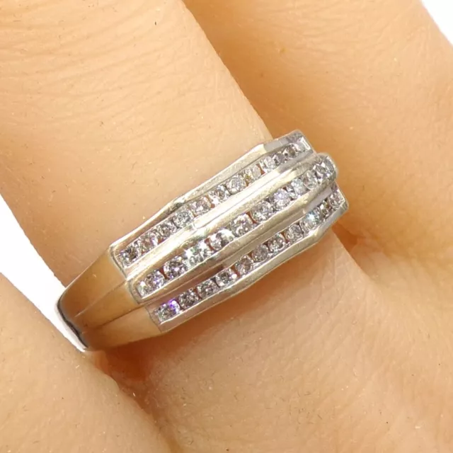 Men's Channel Set 0.50ctw Diamond Wedding Band 10K White Gold Ring Size 10 LLJ2