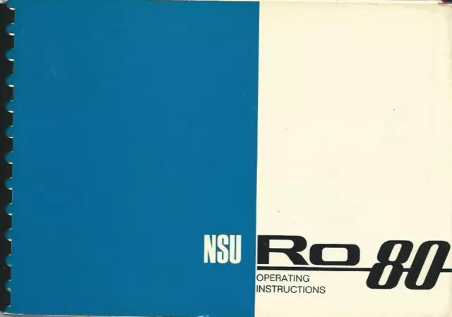 AUDI NSU RO 80 Operating Instructions 1970 1971 Driver´s Manual handbook BA