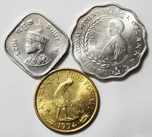 BHUTAN Set Of 3 Coins