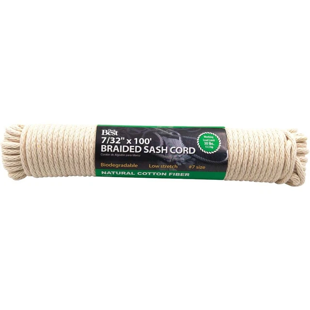 Do it Best 7/32 In. x 100 Ft. White Solid Braided Cotton Sash Cord 218847 SIM