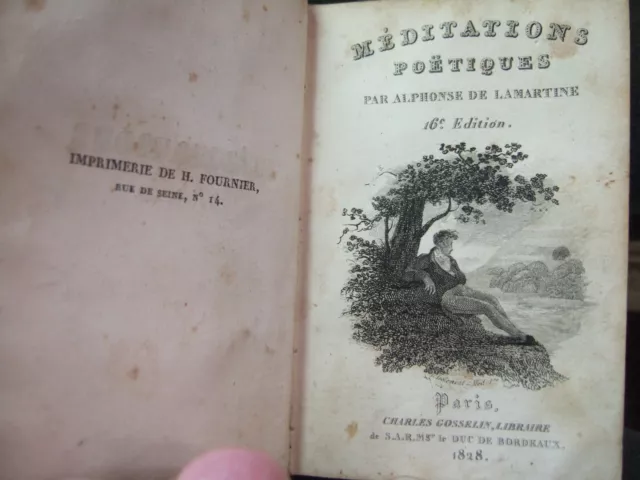 lot livres anciens, 1828 , 1 volume, Méditations Poétiques, Lamartine,GRAV , CPT