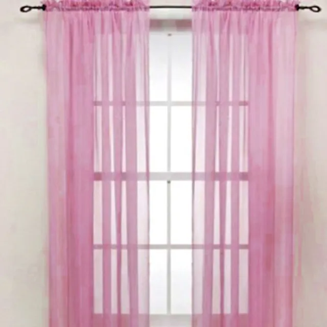 Glass Yarn Sheer Window Valance Curtain Pure Color Bedroom Home Wedding Decor