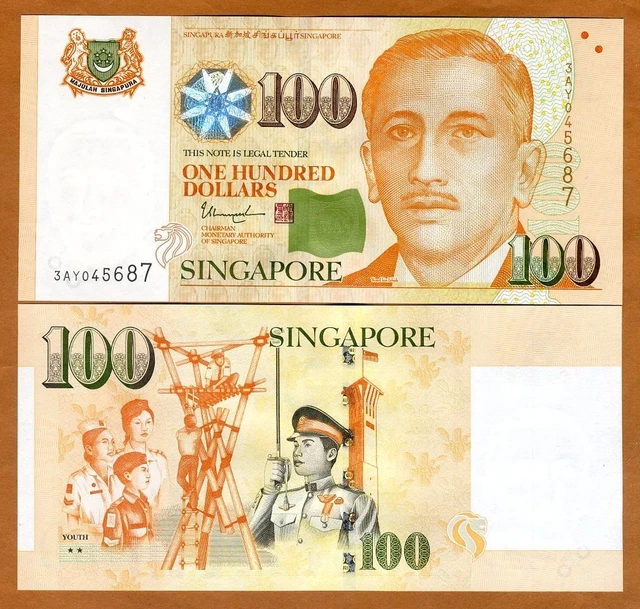 Singapore, 100 Dollars, ND (2018), P-50-New, UNC >  2 Solid Stars
