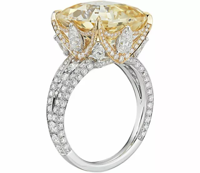Glamorous Emerald Cut Yellow 13.52CT Citrine With Excellent White CZ New Rings