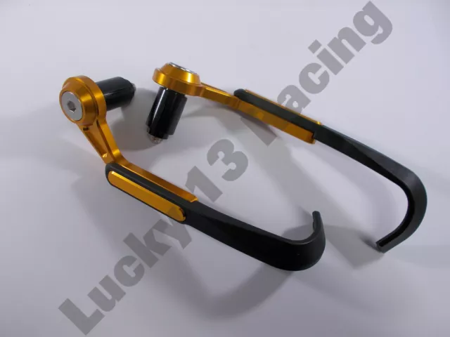 Front brake and clutch lever control guards pair BikeTek CNC gold ABS tip