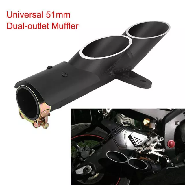 Dual Outlet Motorcycle Exhat Muffler Taile Slip On 38mm-51mm Universal W^T1L ❤HA