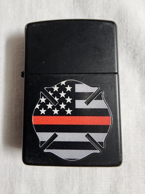 Zippo 2018 Black Matte Lighter United States Firefighters Flag. RARE